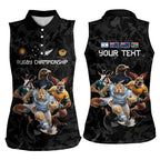 Custom Rugby Southern Hemisphere Women Sleeveless Polo Shirt Argentina AUNZ South Africa Mascot Black - Aussie Hoodie