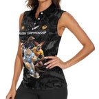 Custom Rugby Southern Hemisphere Women Sleeveless Polo Shirt Argentina AUNZ South Africa Mascot Black - Aussie Hoodie