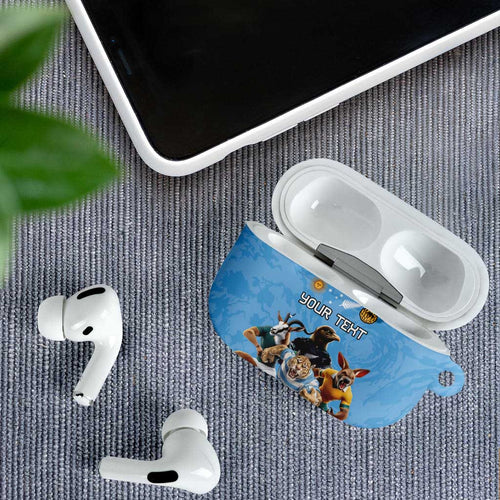 Custom Rugby Southern Hemisphere AirPods Case Argentina AUNZ South Africa Mascot Blue - Aussie Hoodie