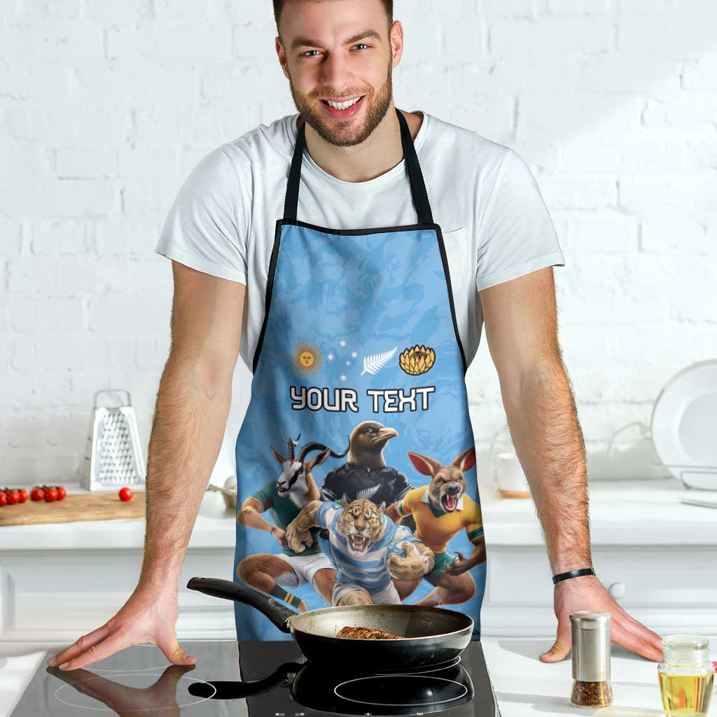 Custom Rugby Southern Hemisphere Apron Argentina AUNZ South Africa Mascot Blue - Aussie Hoodie