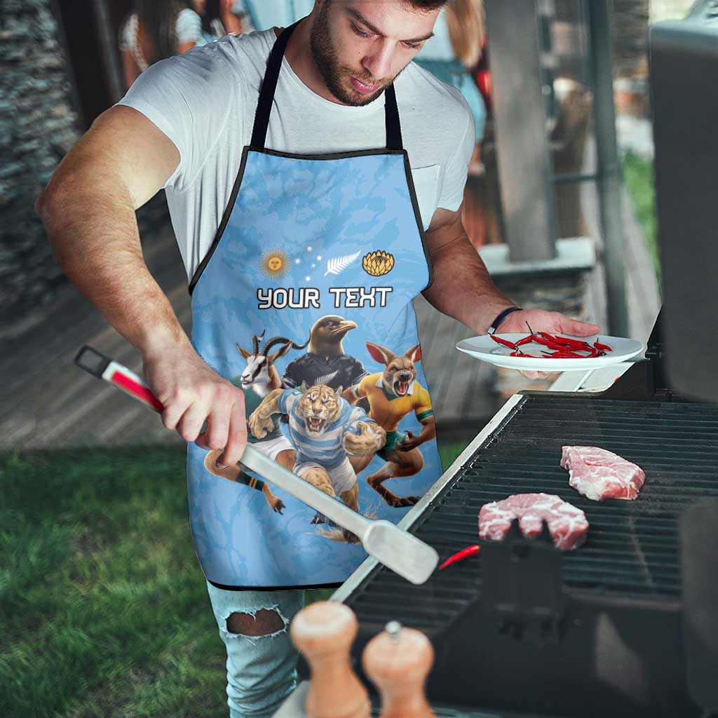 Custom Rugby Southern Hemisphere Apron Argentina AUNZ South Africa Mascot Blue - Aussie Hoodie