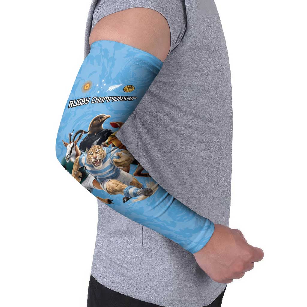 Custom Rugby Southern Hemisphere Arm Sleeves Argentina AUNZ South Africa Mascot Blue - Aussie Hoodie