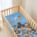Custom Rugby Southern Hemisphere Baby Bed Cover Argentina AUNZ South Africa Mascot Blue