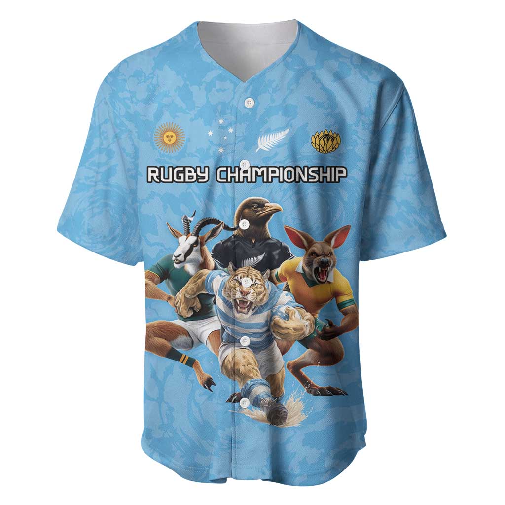 Custom Rugby Southern Hemisphere Baseball Jersey Argentina AUNZ South Africa Mascot Blue - Aussie Hoodie