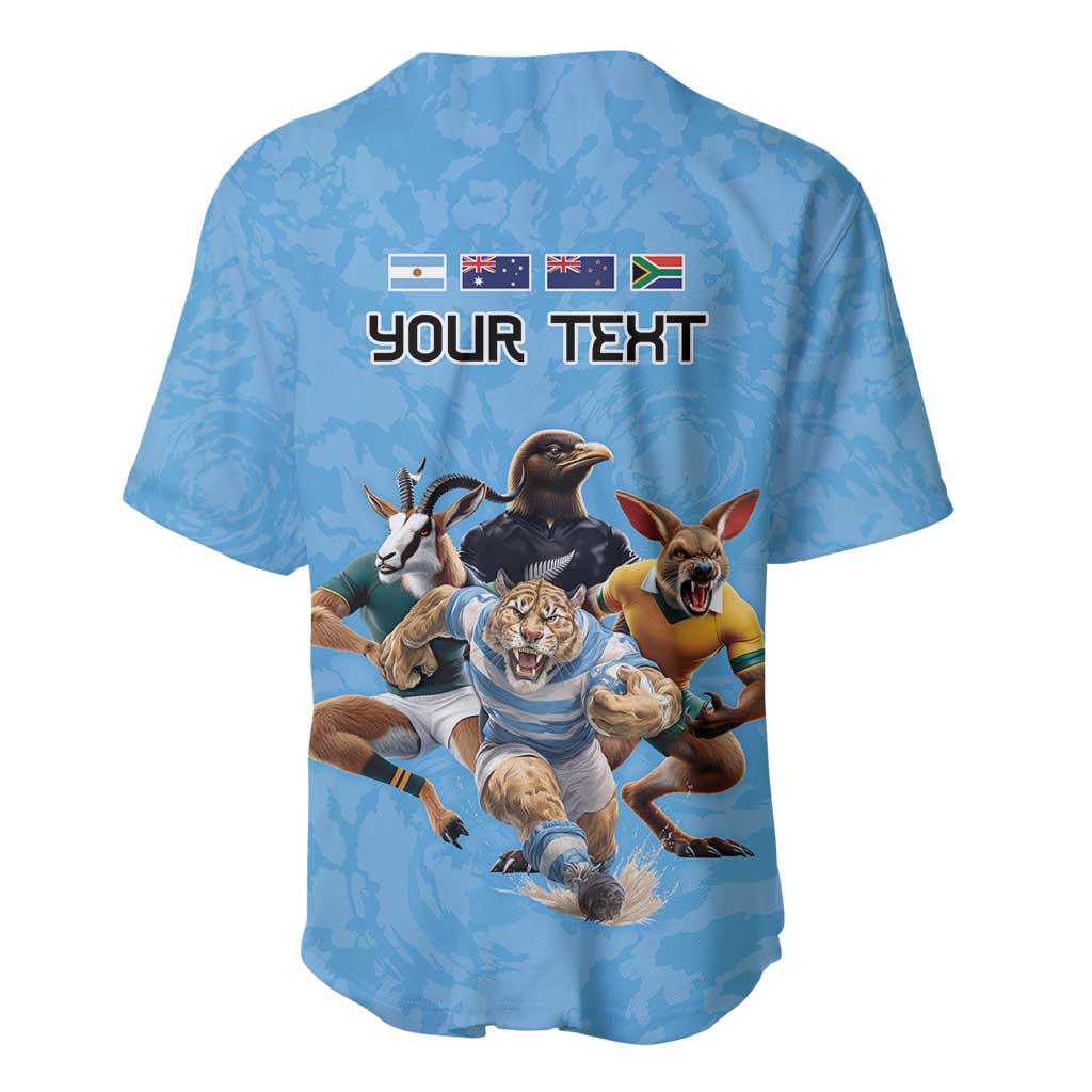 Custom Rugby Southern Hemisphere Baseball Jersey Argentina AUNZ South Africa Mascot Blue - Aussie Hoodie