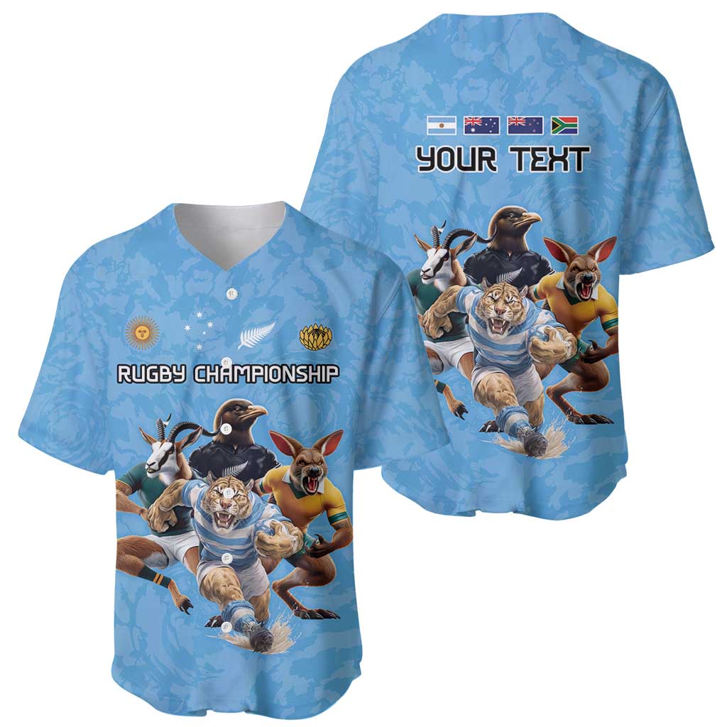 Custom Rugby Southern Hemisphere Baseball Jersey Argentina AUNZ South Africa Mascot Blue - Aussie Hoodie
