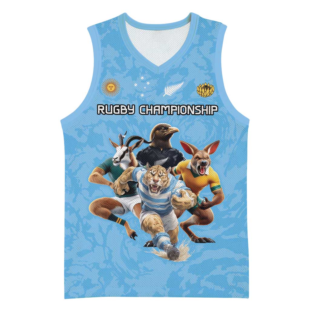 Custom Rugby Southern Hemisphere Basketball Jersey Argentina AUNZ South Africa Mascot Blue - Aussie Hoodie