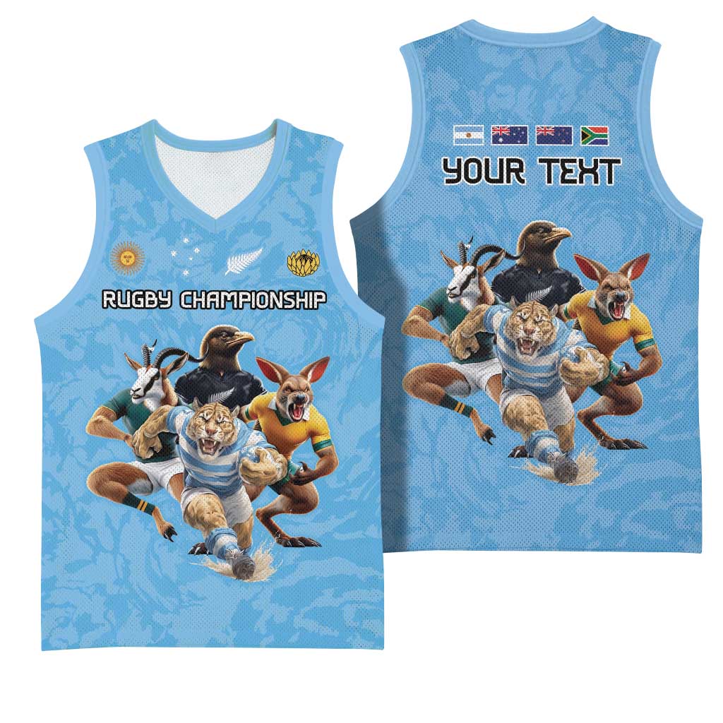 Custom Rugby Southern Hemisphere Basketball Jersey Argentina AUNZ South Africa Mascot Blue - Aussie Hoodie