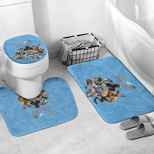 Custom Rugby Southern Hemisphere Bathroom Set Argentina AUNZ South Africa Mascot Blue - Aussie Hoodie