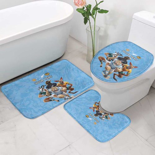 Custom Rugby Southern Hemisphere Bathroom Set Argentina AUNZ South Africa Mascot Blue - Aussie Hoodie