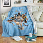 Custom Rugby Southern Hemisphere Blanket Argentina AUNZ South Africa Mascot Blue - Aussie Hoodie