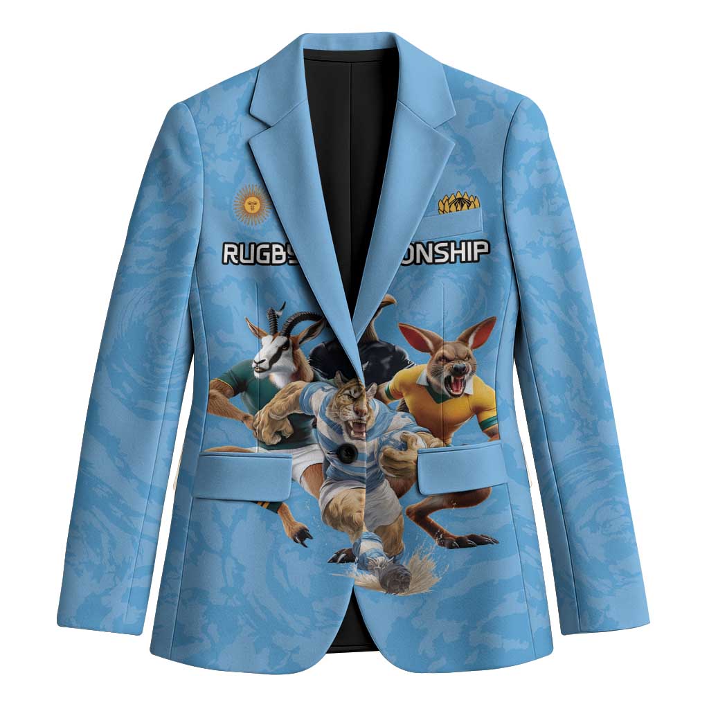 Custom Rugby Southern Hemisphere Blazer Argentina AUNZ South Africa Mascot Blue - Aussie Hoodie