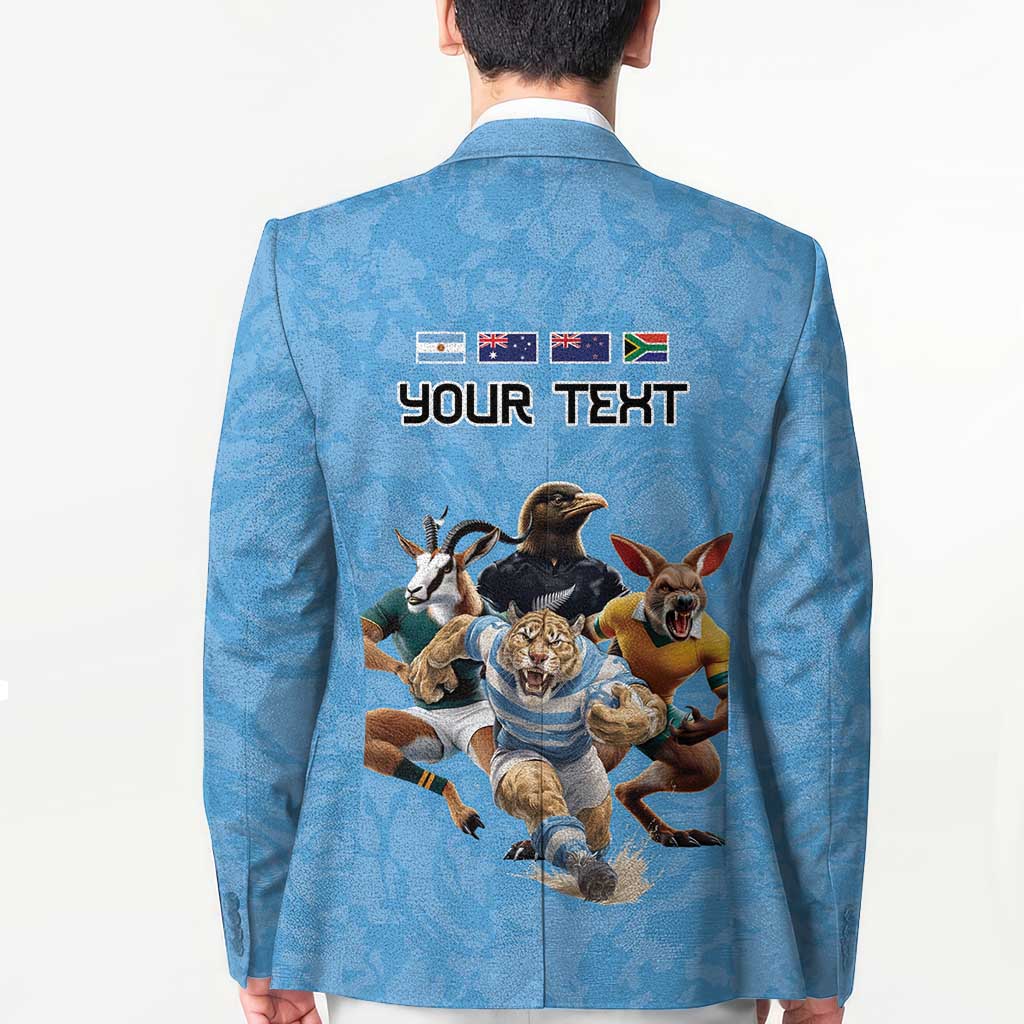 Custom Rugby Southern Hemisphere Blazer Argentina AUNZ South Africa Mascot Blue - Aussie Hoodie