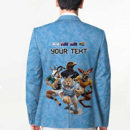 Custom Rugby Southern Hemisphere Blazer Argentina AUNZ South Africa Mascot Blue - Aussie Hoodie