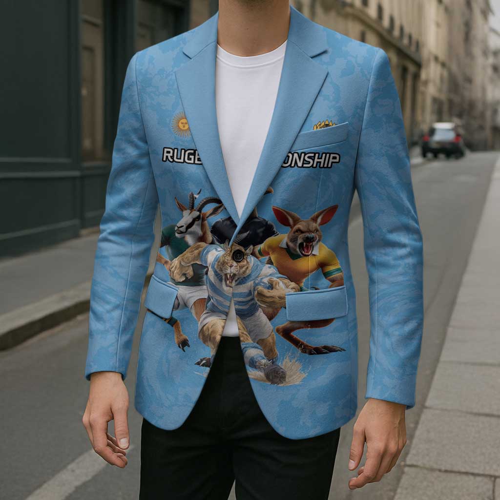 Custom Rugby Southern Hemisphere Blazer Argentina AUNZ South Africa Mascot Blue - Aussie Hoodie