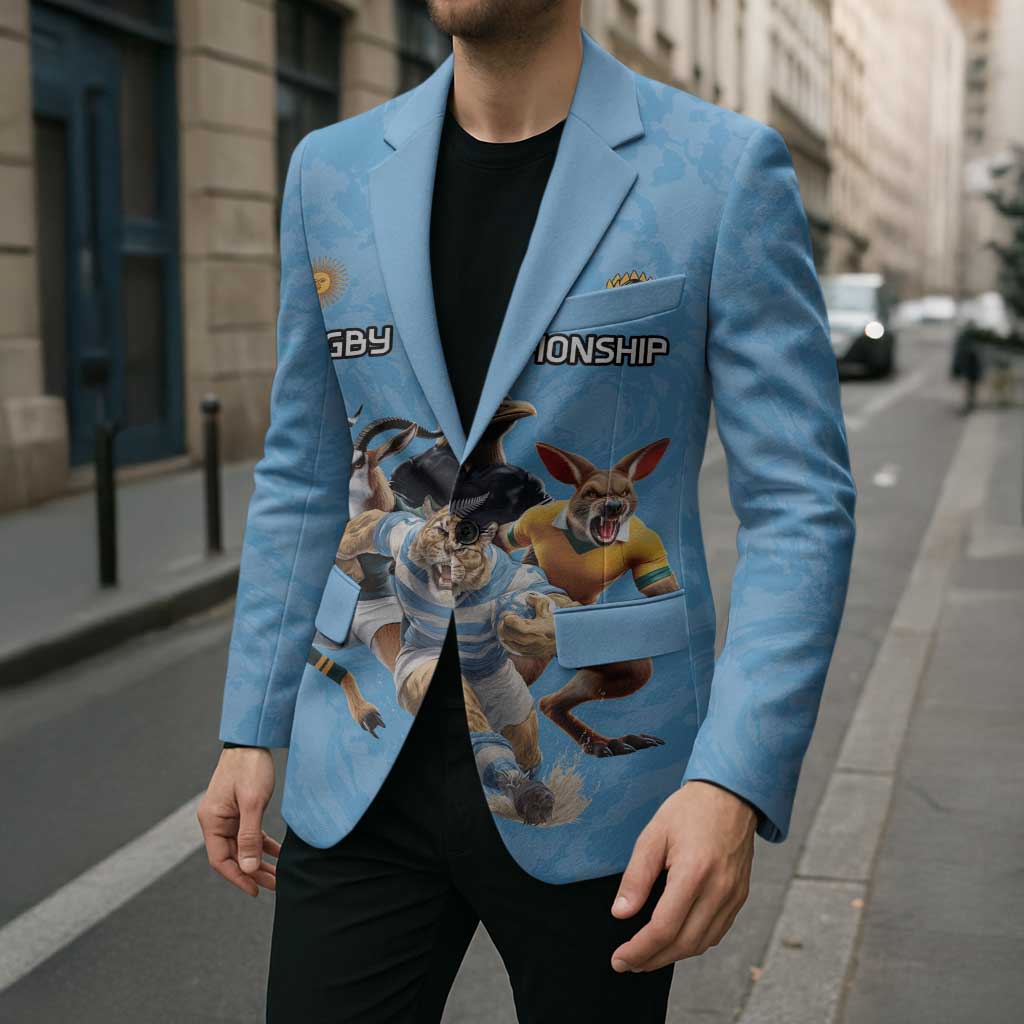 Custom Rugby Southern Hemisphere Blazer Argentina AUNZ South Africa Mascot Blue - Aussie Hoodie