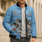 Custom Rugby Southern Hemisphere Bomber Puffer Jacket Argentina AUNZ South Africa Mascot Blue - Aussie Hoodie