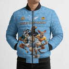 Custom Rugby Southern Hemisphere Bomber Puffer Jacket Argentina AUNZ South Africa Mascot Blue - Aussie Hoodie