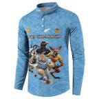 Custom Rugby Southern Hemisphere Button Sweatshirt Argentina AUNZ South Africa Mascot Blue - Aussie Hoodie