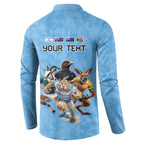 Custom Rugby Southern Hemisphere Button Sweatshirt Argentina AUNZ South Africa Mascot Blue - Aussie Hoodie