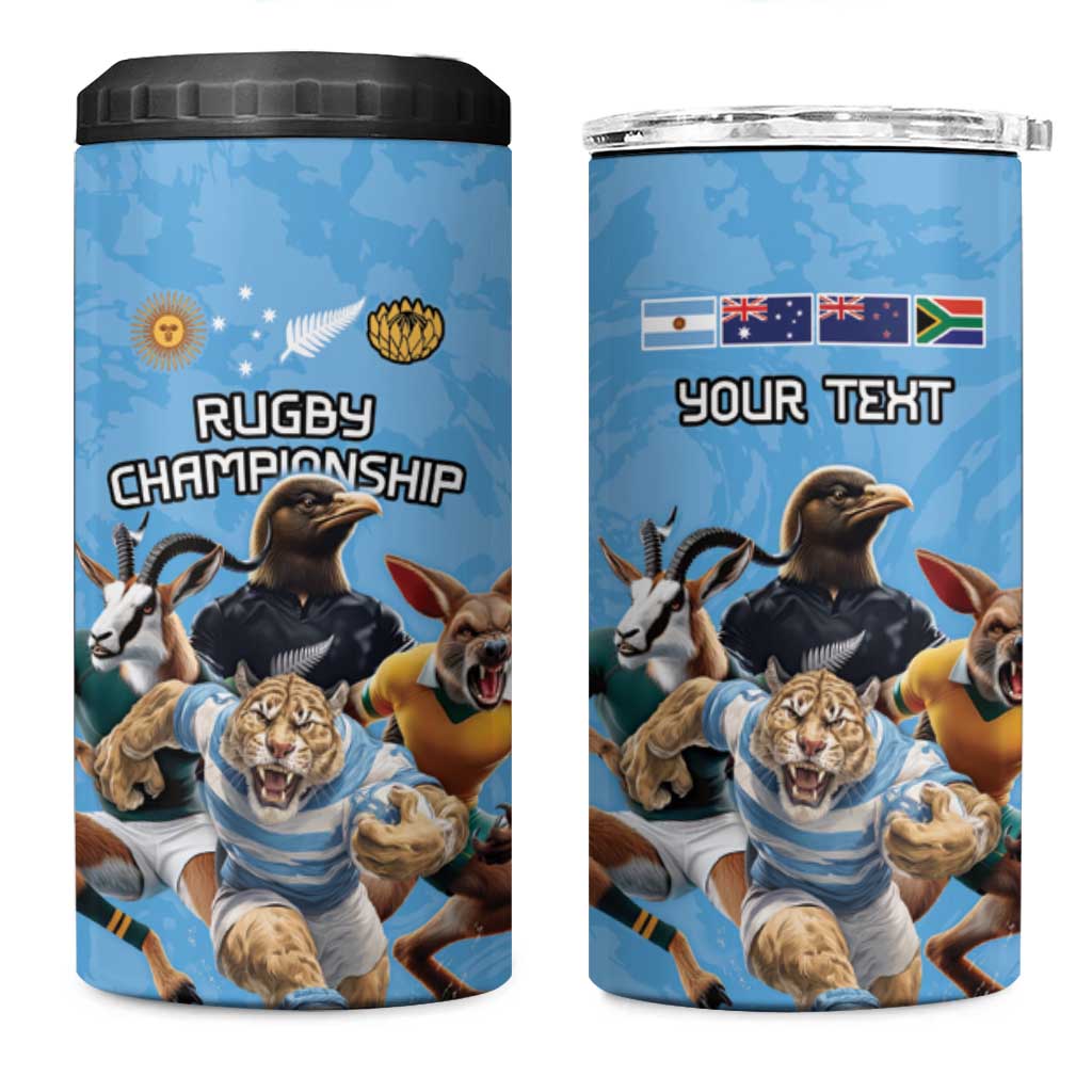 Custom Rugby Southern Hemisphere 4 in 1 Can Cooler Tumbler Argentina AUNZ South Africa Mascot Blue - Aussie Hoodie