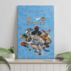 Custom Rugby Southern Hemisphere Canvas Wall Art Argentina AUNZ South Africa Mascot Blue - Aussie Hoodie
