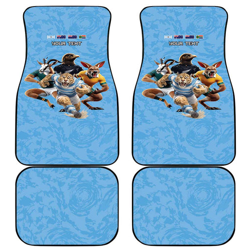 Custom Rugby Southern Hemisphere Car Mats Argentina AUNZ South Africa Mascot Blue - Aussie Hoodie