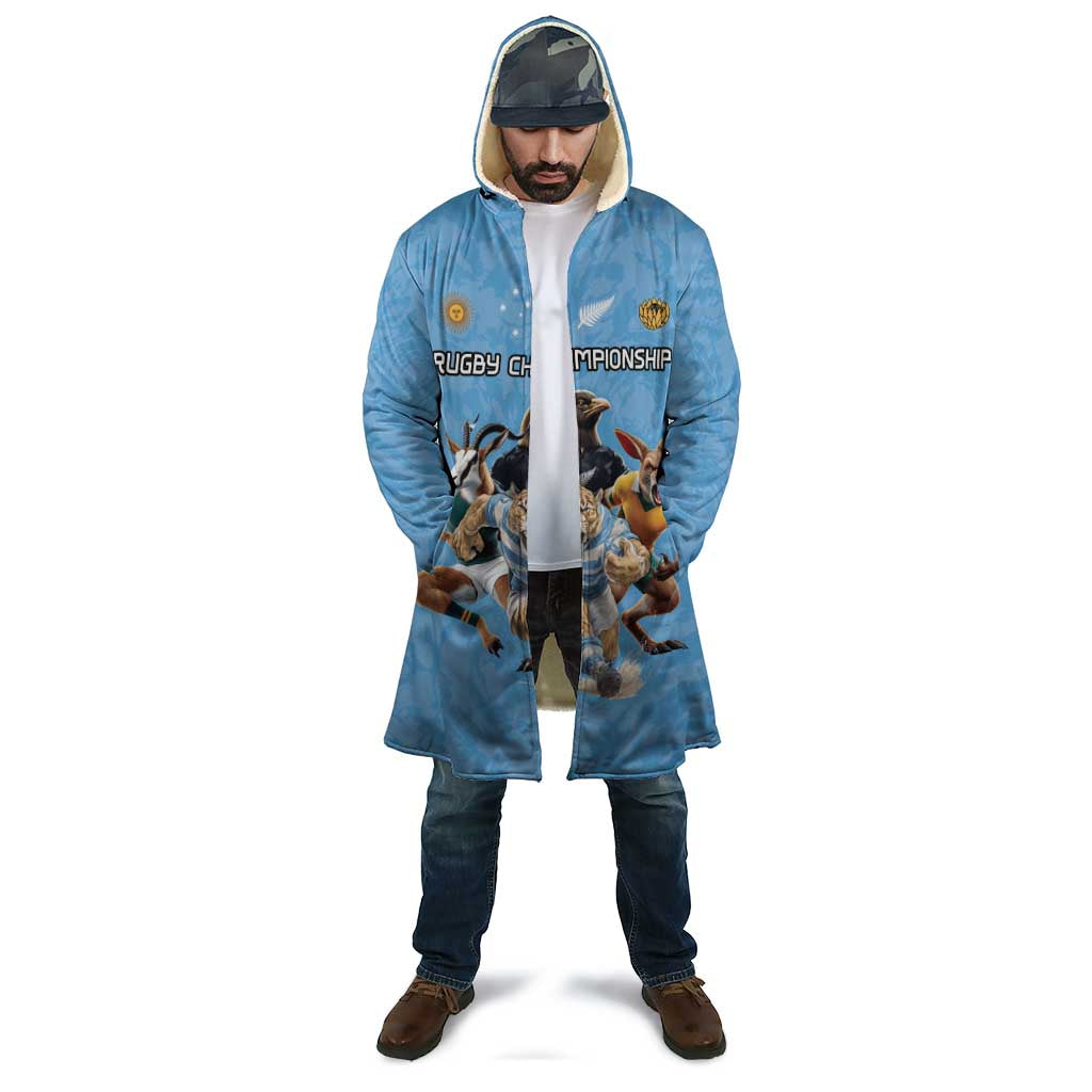 Custom Rugby Southern Hemisphere Cloak Argentina AUNZ South Africa Mascot Blue - Aussie Hoodie