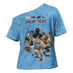 Custom Rugby Southern Hemisphere Cross Shoulder Shirt Argentina AUNZ South Africa Mascot Blue - Aussie Hoodie