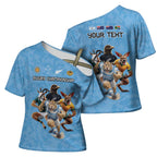 Custom Rugby Southern Hemisphere Cross Shoulder Shirt Argentina AUNZ South Africa Mascot Blue - Aussie Hoodie