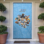 Custom Rugby Southern Hemisphere Door Cover Argentina AUNZ South Africa Mascot Blue - Aussie Hoodie