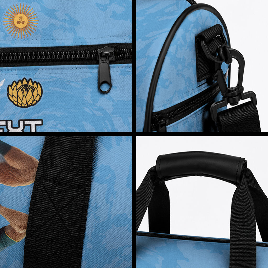 Custom Rugby Southern Hemisphere Duffle Bag Argentina AUNZ South Africa Mascot Blue