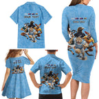 Custom Rugby Southern Hemisphere Family Matching Long Sleeve Bodycon Dress and Hawaiian Shirt Argentina AUNZ South Africa Mascot Blue - Aussie Hoodie