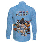 Custom Rugby Southern Hemisphere Family Matching Long Sleeve Bodycon Dress and Hawaiian Shirt Argentina AUNZ South Africa Mascot Blue - Aussie Hoodie