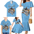 Custom Rugby Southern Hemisphere Family Matching Mermaid Dress and Hawaiian Shirt Argentina AUNZ South Africa Mascot Blue - Aussie Hoodie