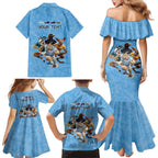 Custom Rugby Southern Hemisphere Family Matching Mermaid Dress and Hawaiian Shirt Argentina AUNZ South Africa Mascot Blue - Aussie Hoodie