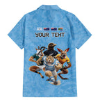 Custom Rugby Southern Hemisphere Family Matching Mermaid Dress and Hawaiian Shirt Argentina AUNZ South Africa Mascot Blue - Aussie Hoodie