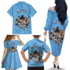 Custom Rugby Southern Hemisphere Family Matching Off The Shoulder Long Sleeve Dress and Hawaiian Shirt Argentina AUNZ South Africa Mascot Blue - Aussie Hoodie