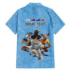 Custom Rugby Southern Hemisphere Family Matching Off The Shoulder Long Sleeve Dress and Hawaiian Shirt Argentina AUNZ South Africa Mascot Blue - Aussie Hoodie