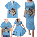 Custom Rugby Southern Hemisphere Family Matching Puletasi and Hawaiian Shirt Argentina AUNZ South Africa Mascot Blue - Aussie Hoodie
