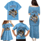 Custom Rugby Southern Hemisphere Family Matching Puletasi and Hawaiian Shirt Argentina AUNZ South Africa Mascot Blue - Aussie Hoodie