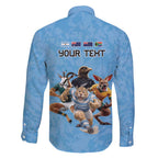 Custom Rugby Southern Hemisphere Family Matching Short Sleeve Bodycon Dress and Hawaiian Shirt Argentina AUNZ South Africa Mascot Blue - Aussie Hoodie