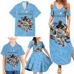 Custom Rugby Southern Hemisphere Family Matching Summer Maxi Dress and Hawaiian Shirt Argentina AUNZ South Africa Mascot Blue - Aussie Hoodie