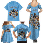 Custom Rugby Southern Hemisphere Family Matching Summer Maxi Dress and Hawaiian Shirt Argentina AUNZ South Africa Mascot Blue - Aussie Hoodie
