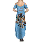 Custom Rugby Southern Hemisphere Family Matching Summer Maxi Dress and Hawaiian Shirt Argentina AUNZ South Africa Mascot Blue - Aussie Hoodie