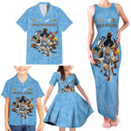 Custom Rugby Southern Hemisphere Family Matching Tank Maxi Dress and Hawaiian Shirt Argentina AUNZ South Africa Mascot Blue - Aussie Hoodie