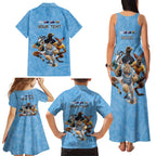 Custom Rugby Southern Hemisphere Family Matching Tank Maxi Dress and Hawaiian Shirt Argentina AUNZ South Africa Mascot Blue - Aussie Hoodie