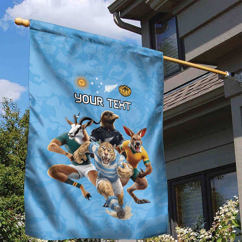 Custom Rugby Southern Hemisphere Garden Flag Argentina AUNZ South Africa Mascot Blue - Aussie Hoodie