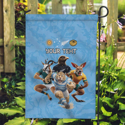 Custom Rugby Southern Hemisphere Garden Flag Argentina AUNZ South Africa Mascot Blue - Aussie Hoodie