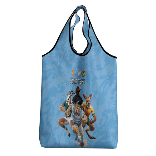 Custom Rugby Southern Hemisphere Grocery Bag Argentina AUNZ South Africa Mascot Blue - Aussie Hoodie